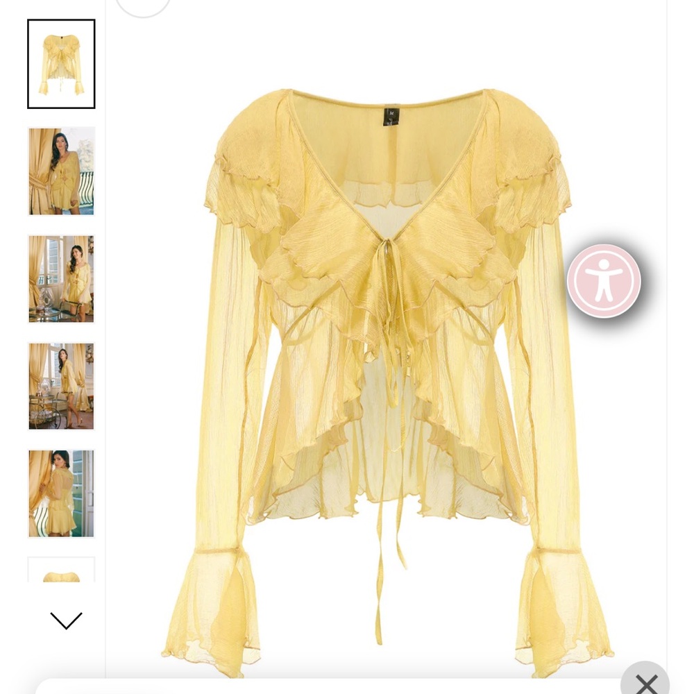 NWT Nana Jacqueline Annika Yellow Ruffled Women's Top